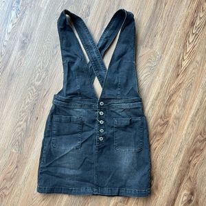 Black denim overall dress